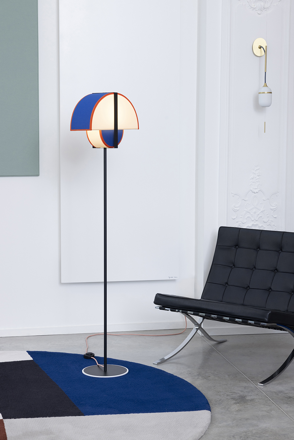 Lampe Grand Arto Tissu Nude Beige Et Bleu Klein Fabriqu En France