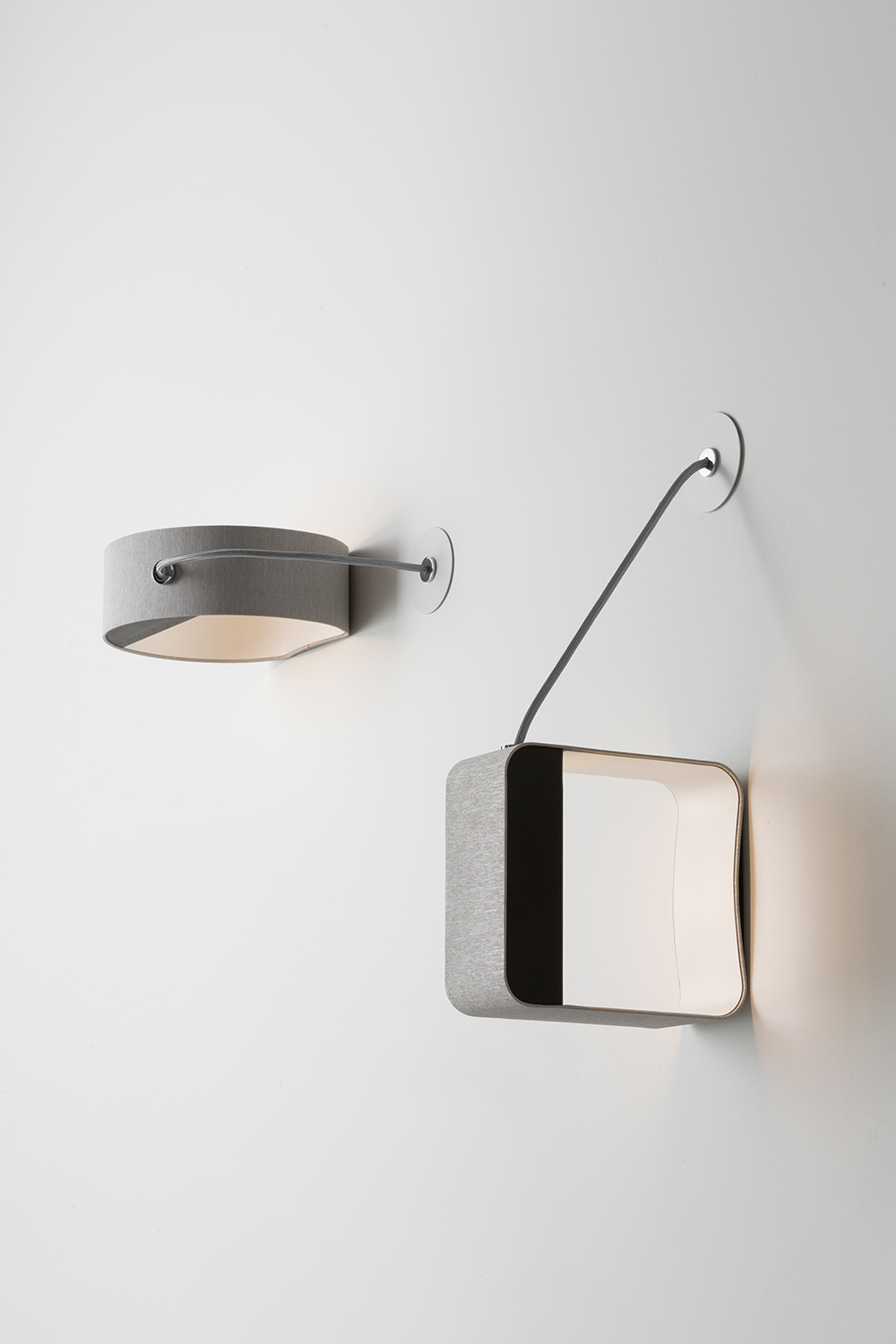 Wall Lamp Petit Square Integrated LED Light Grey Nude Oak