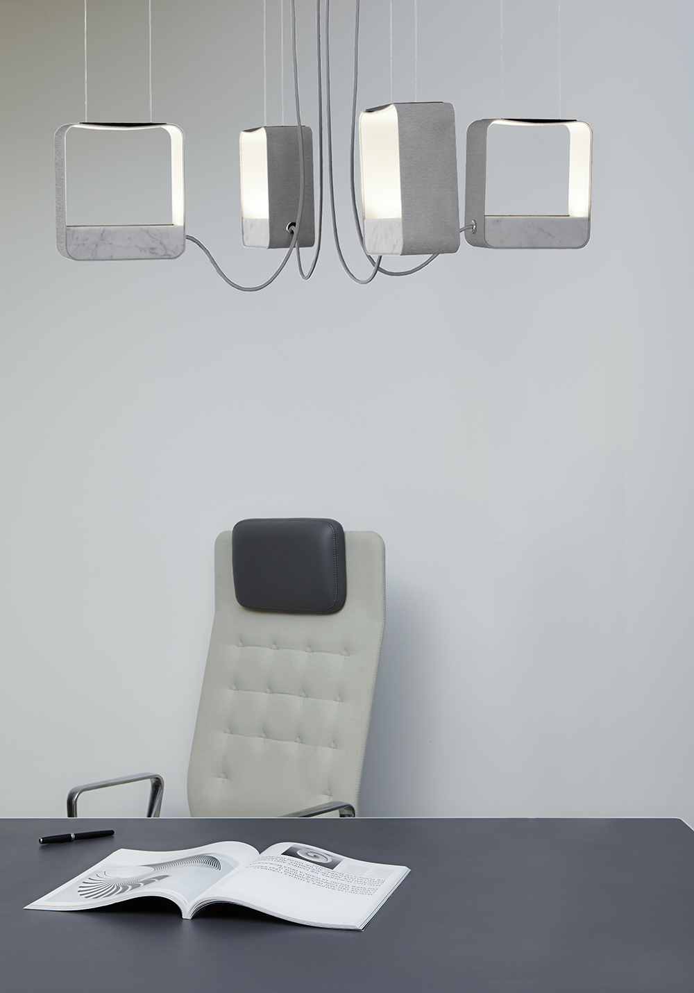 Chandelier 4 Small Square EDL Grey Nude Marble Designheure