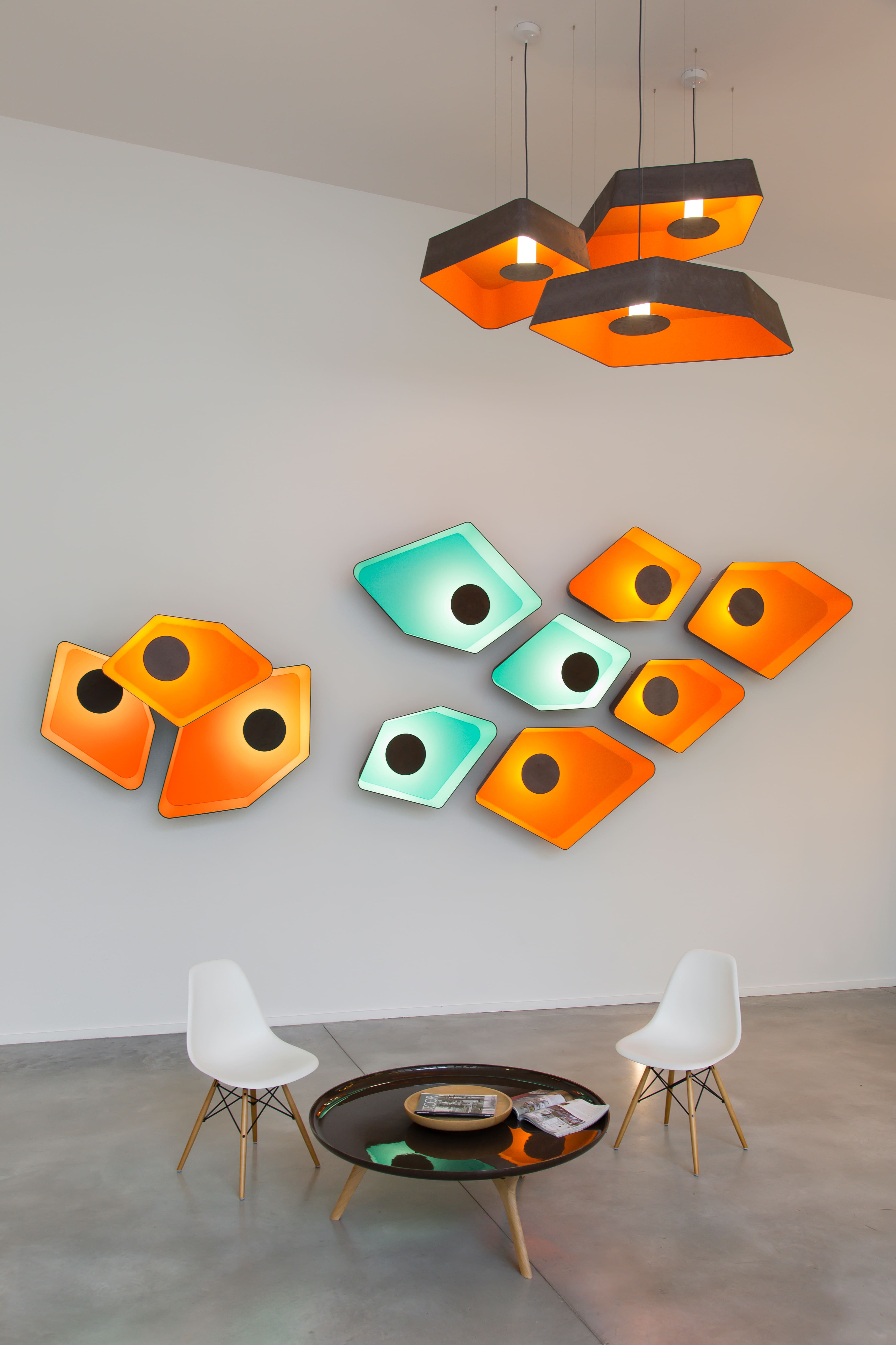 rook Nu al Verfijnen Pendant light Trio Grand Nenuphar LED - Turquoise / Orange Designheure