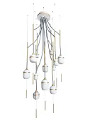 Lustre 12 Fleur de Kaolin - fils gris sombre - Designheure