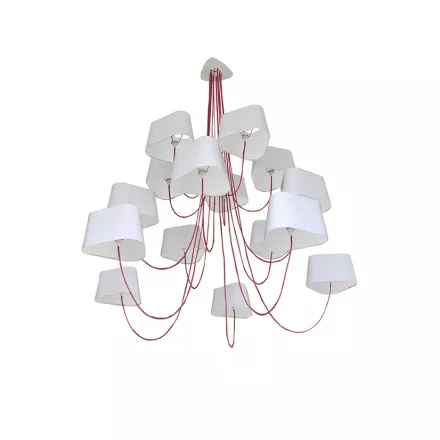 Lustre 15 Grand Nuage - Blanc diffusant - fil rouge - Designheure