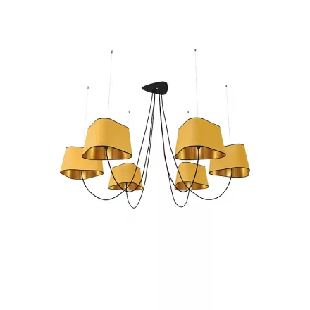 Lustre 6 Grand Nuage - Jaune et Or - Designheure