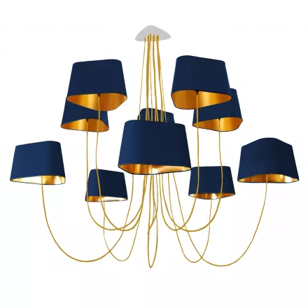 Lustre 10 Grand Nuage - Bleu marine et Or - Designheure