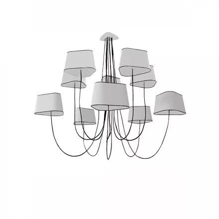 Chandelier 10 Moyen Nuage - White diffusing black border - Designheure