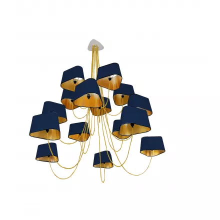 Chandelier 15 Grand Nuage - Navy blue and Gold - Designheure