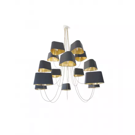 Chandelier 15 Moyen Nuage - Grey and Gold - Designheure