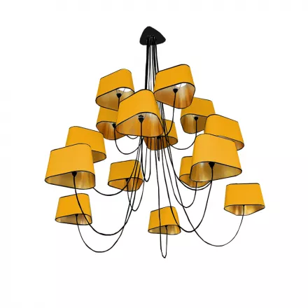 Lustre 15 Moyen Nuage - Jaune et Or - Designheure