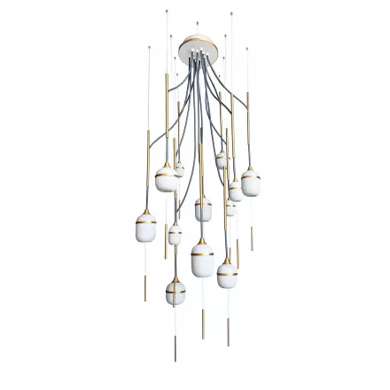 Chandelier 12 Fleur de Kaolin - dark grey cords - Designheure