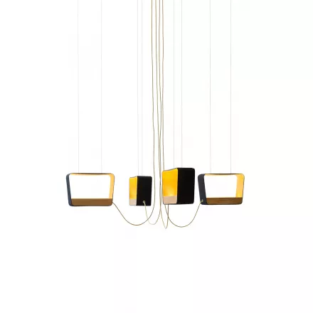 Lustre 4 Moyen Rectangle Eau de lumière - Chêne - Designheure