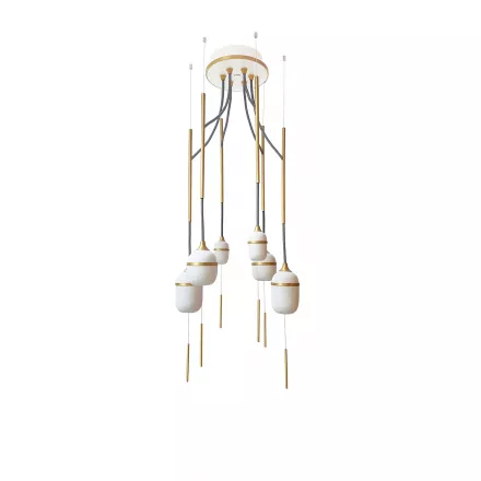 Chandelier 6 Fleur de Kaolin - dark grey cords - Designheure