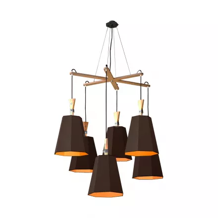 Chandelier 6 LuXiole Asymmetric - Brown / Orange - Designheure