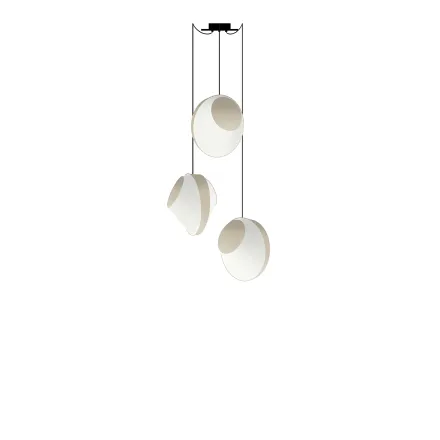 Lustre 3 Moyen Reef - Blanc et Beige satiné - Designheure