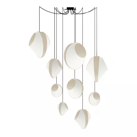 Lustre 9 Mixte Reef - Blanc et Beige satiné - Designheure