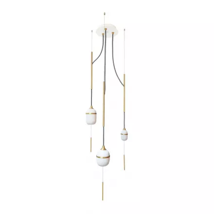 Pendant light trio Fleur de Kaolin 120 cm - Dark grey cords - Designheure