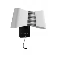  Applique liseuse LED Grand Couture - Blanc et Pied-de-Poule - Designheure