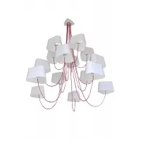 Lustre 15 Grand Nuage - Blanc diffusant - fil rouge - Designheure