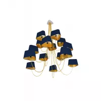 Chandelier 15 Moyen Nuage - Navy blue and Gold - Designheure