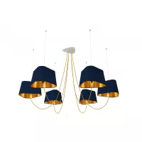 Chandelier 6 Grand Nuage - Navy blue and Gold - Designheure