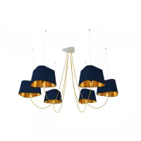 Lustre 6 Grand Nuage - Bleu marine et Or - Designheure