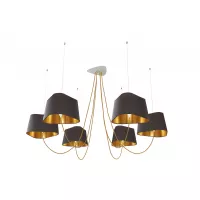 Lustre 6 Grand Nuage - Gris et Or - Designheure