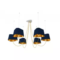 Chandelier 6 Moyen Nuage - Navy blue and Gold - Designheure