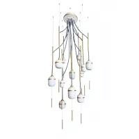 Chandelier 12 Fleur de Kaolin - dark grey cords - Designheure