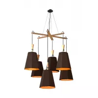 Lustre 6 Asymétrique LuXiole - Marron / Orange - Designheure