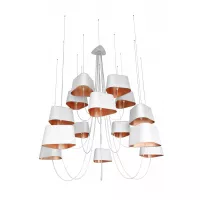 Lustre 15 Grand Nuage - Blanc et Cuivre rose- Designheure