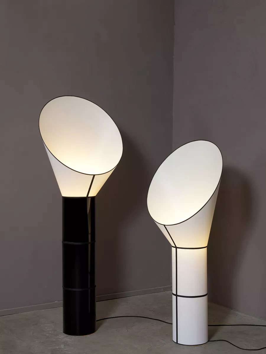 Lampadaire Grand Cargo 3 - Blanc Cylindres Noirs - Designheure