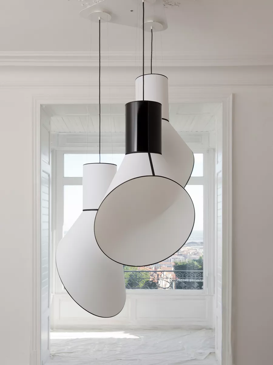 Chandelier 3 Grand Cargo - White with White cylinders - Designheure