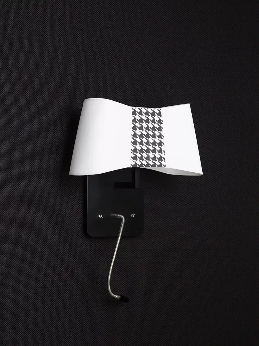 Wall lamp LED Petit Couture - White / Houndstooth print - Designheure