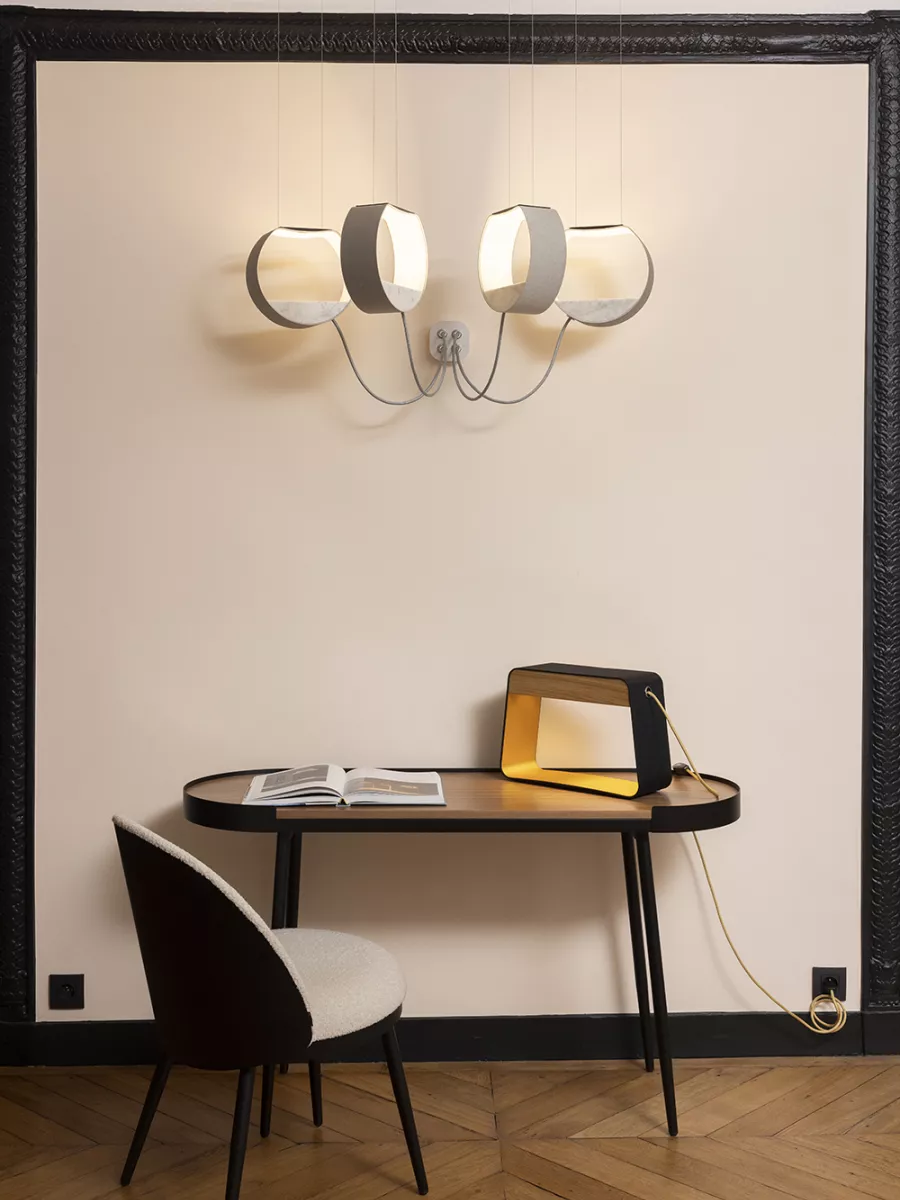 Table lamp Medium Rectangle Eau de lumière - Solid oak - Designheure
