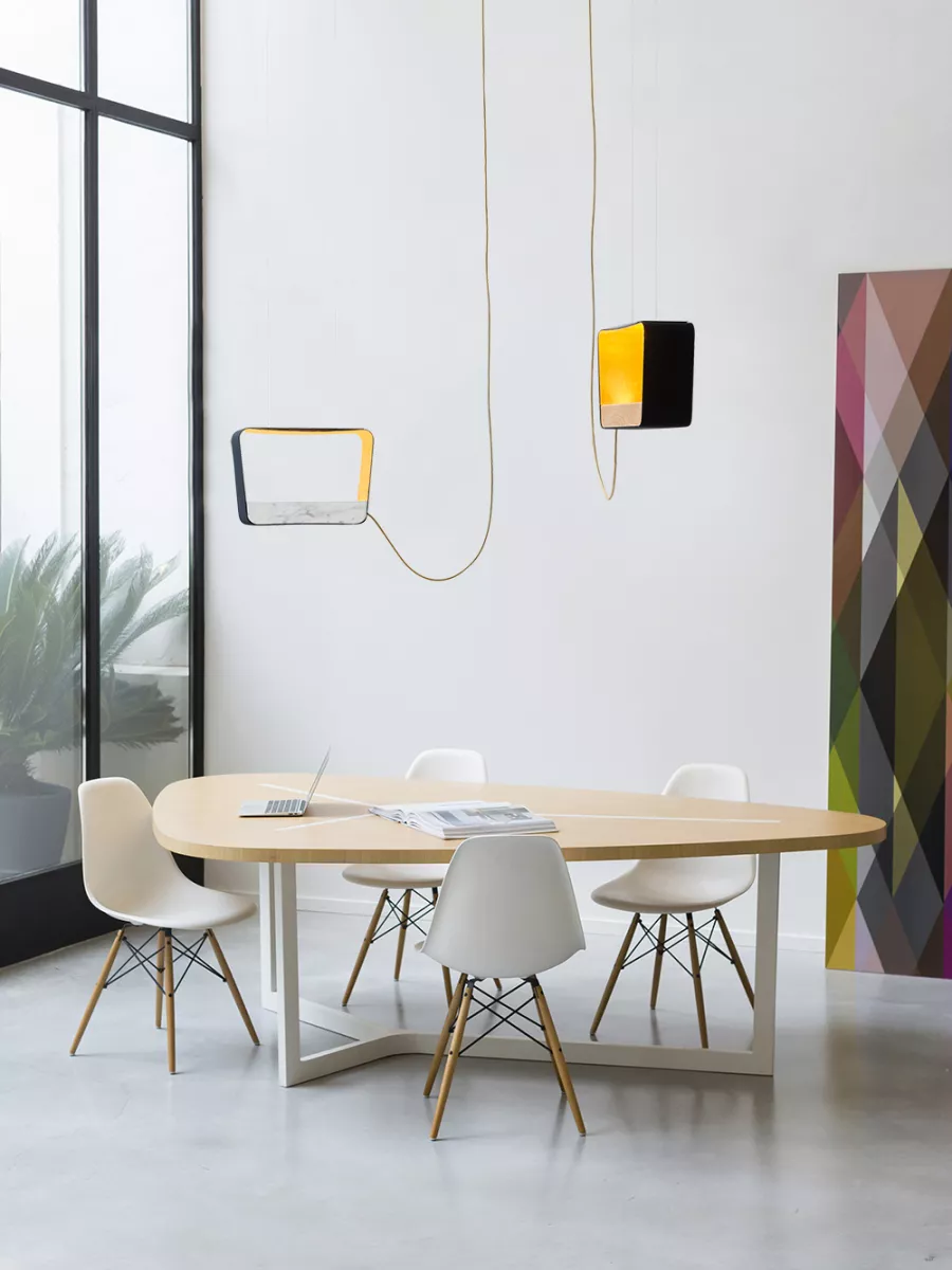 Suspension Moyen Rectangle Eau de lumière - Marbre - Designheure