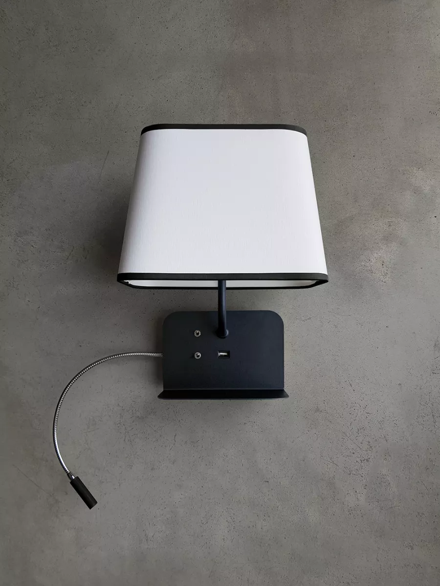 Wall lamp USB Left LED Escale White / Black border Designheure