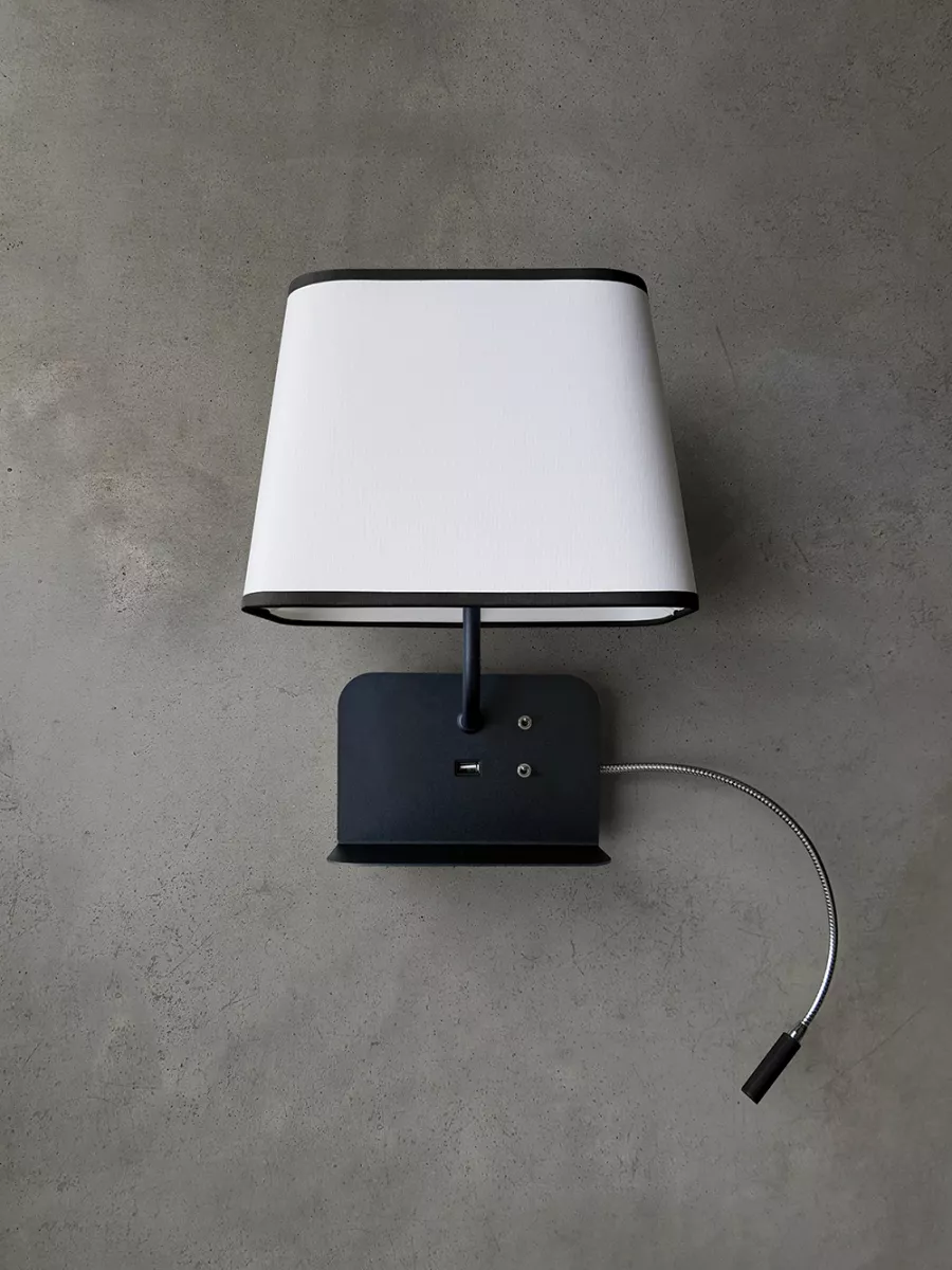 Fixed wall lamp USB Right LED Escale - White / Black - Designheure