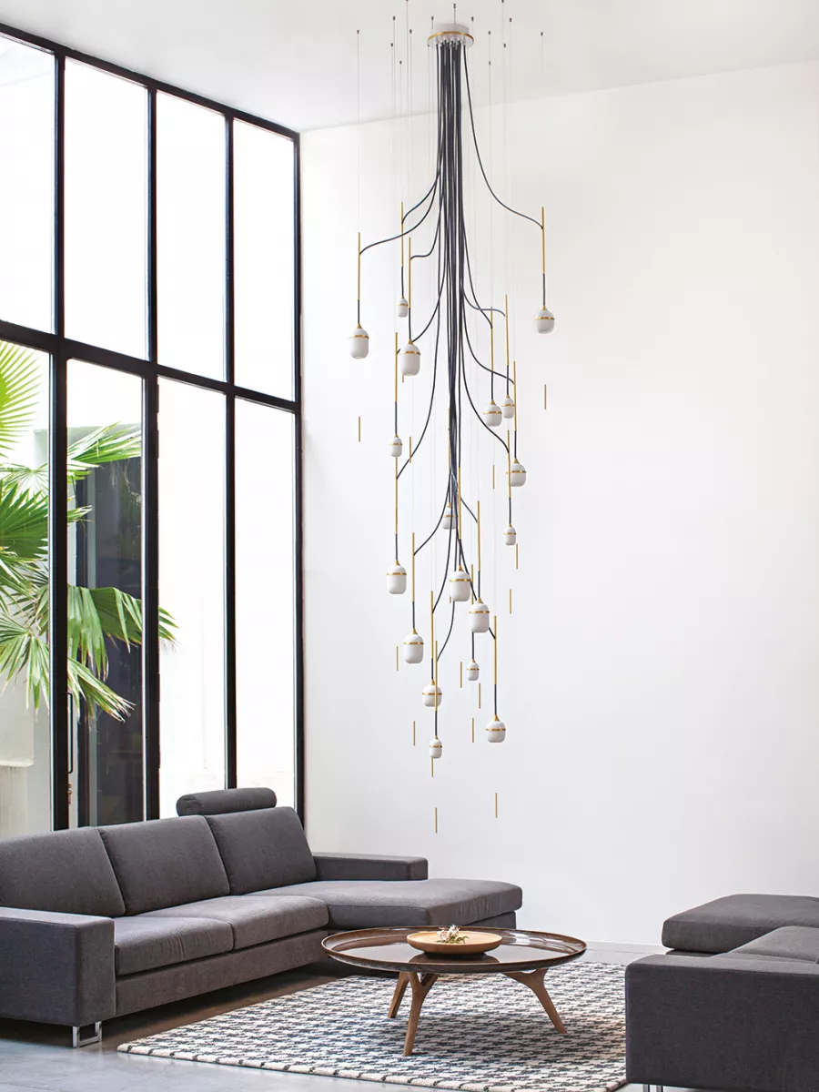 Chandelier 18 Fleur de Kaolin - dark grey cords - Designheure