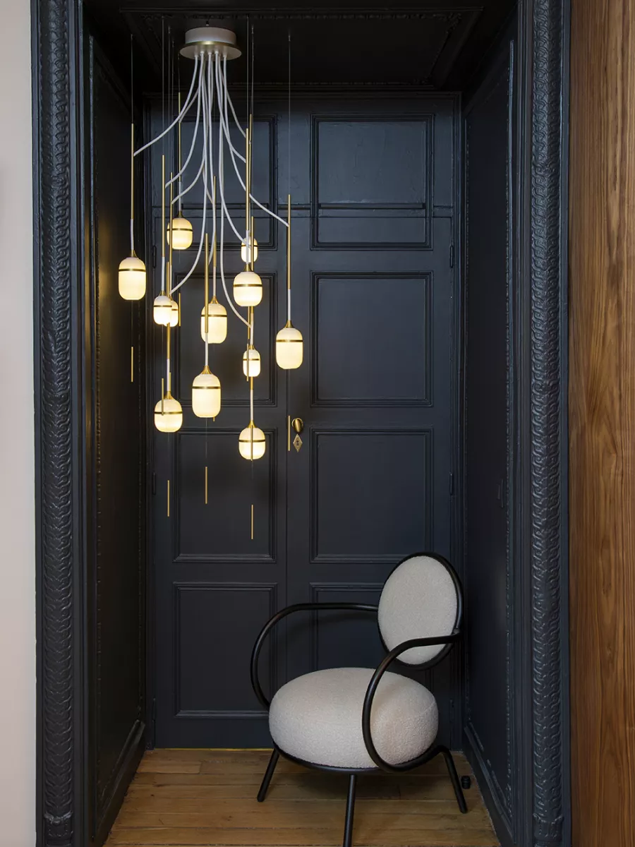 Chandelier 12 Fleur de Kaolin - dark grey cords - Designheure