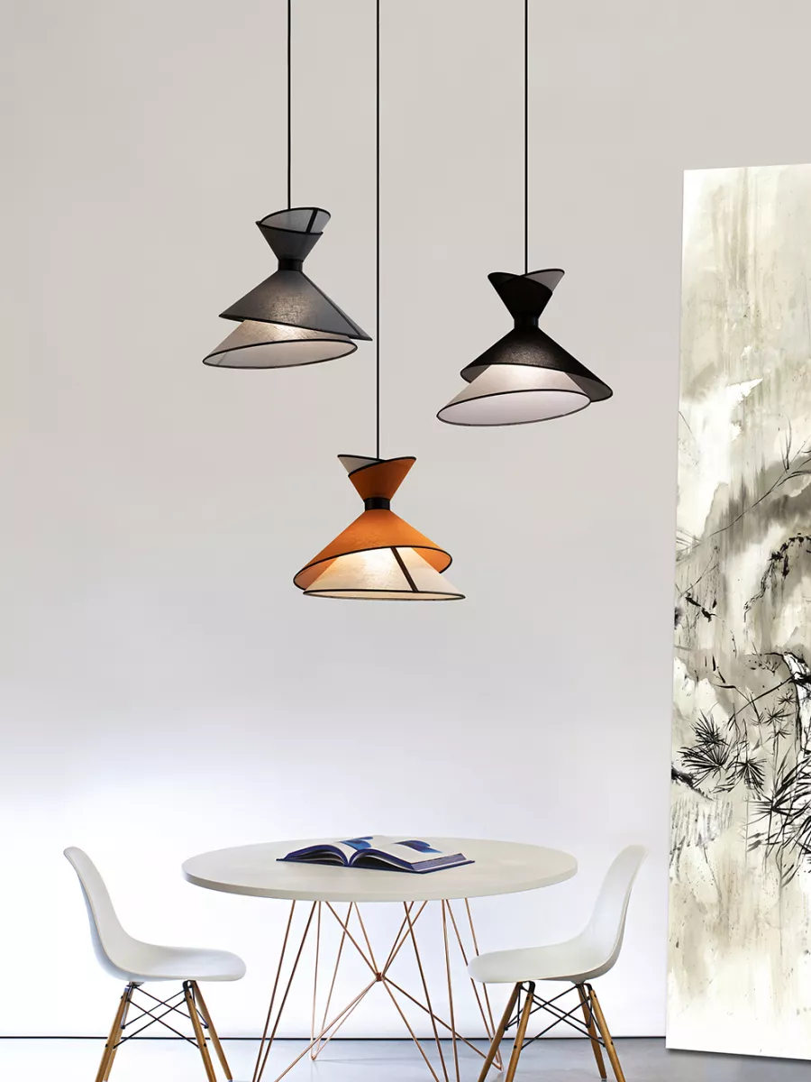 Pendant light Grand Kimono - White cream and Orange - Designheure