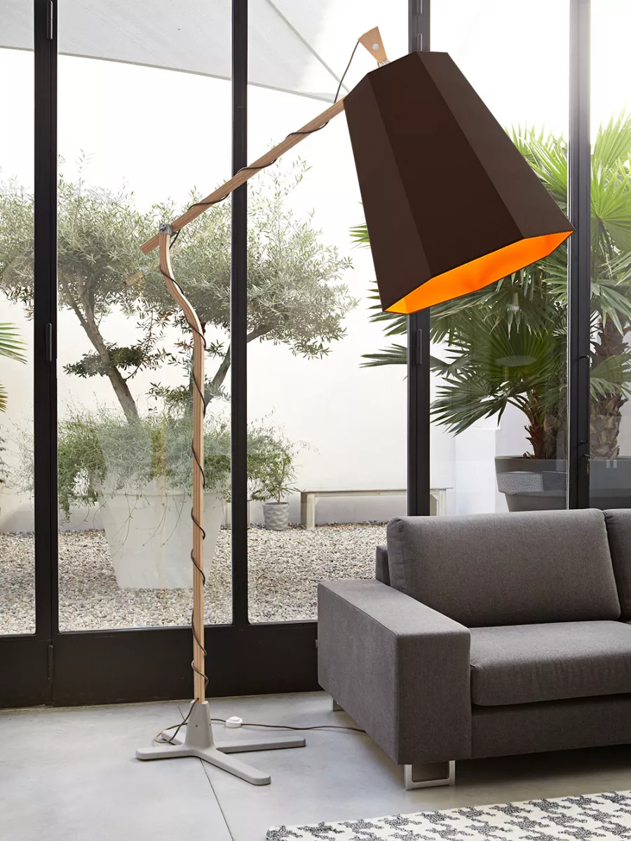 Lampadaire XXL LuXiole -  Marron / Orange