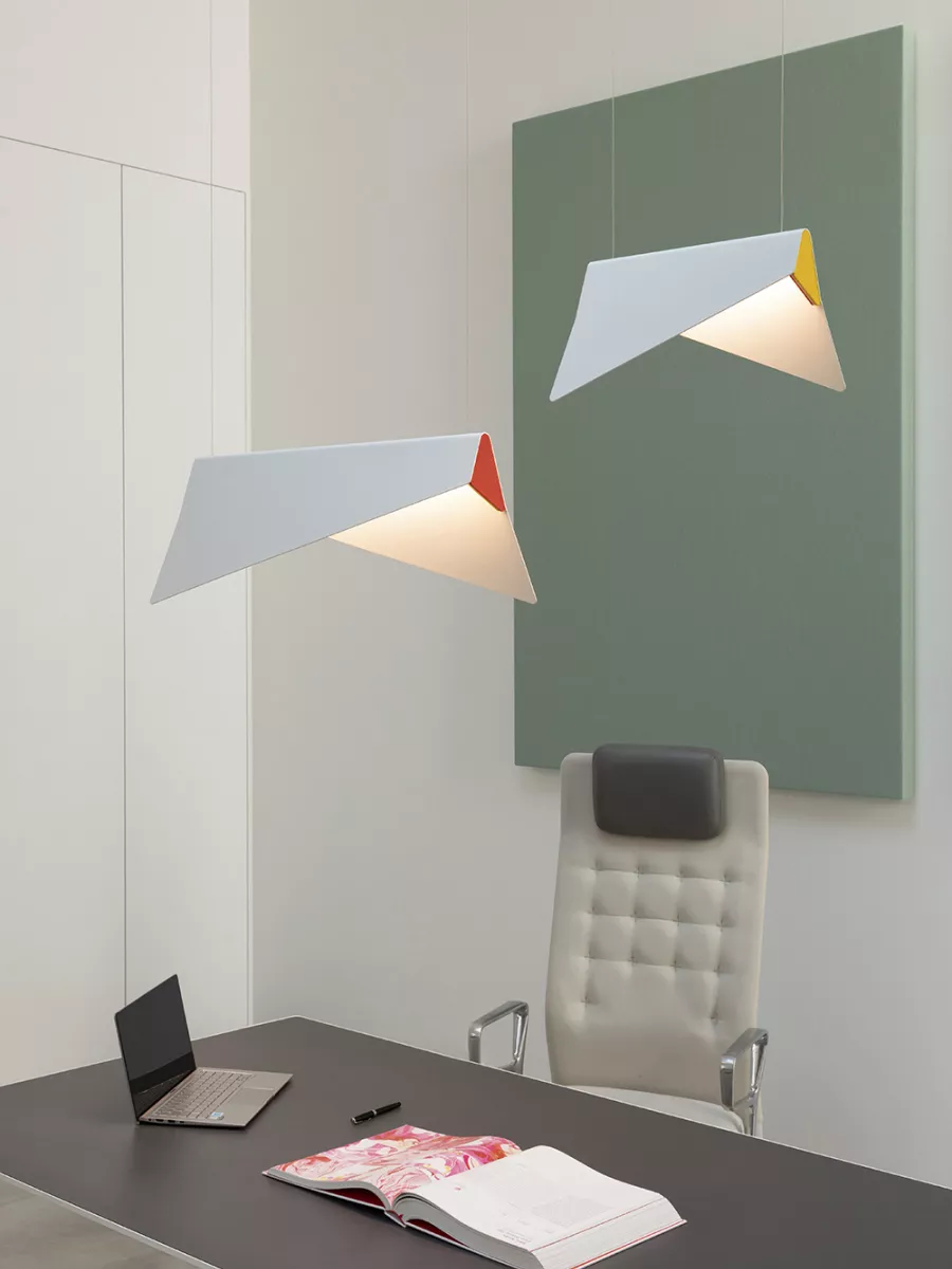 Pendant Light Large Mobula - White - Felt Orange / Yellow - Designheure