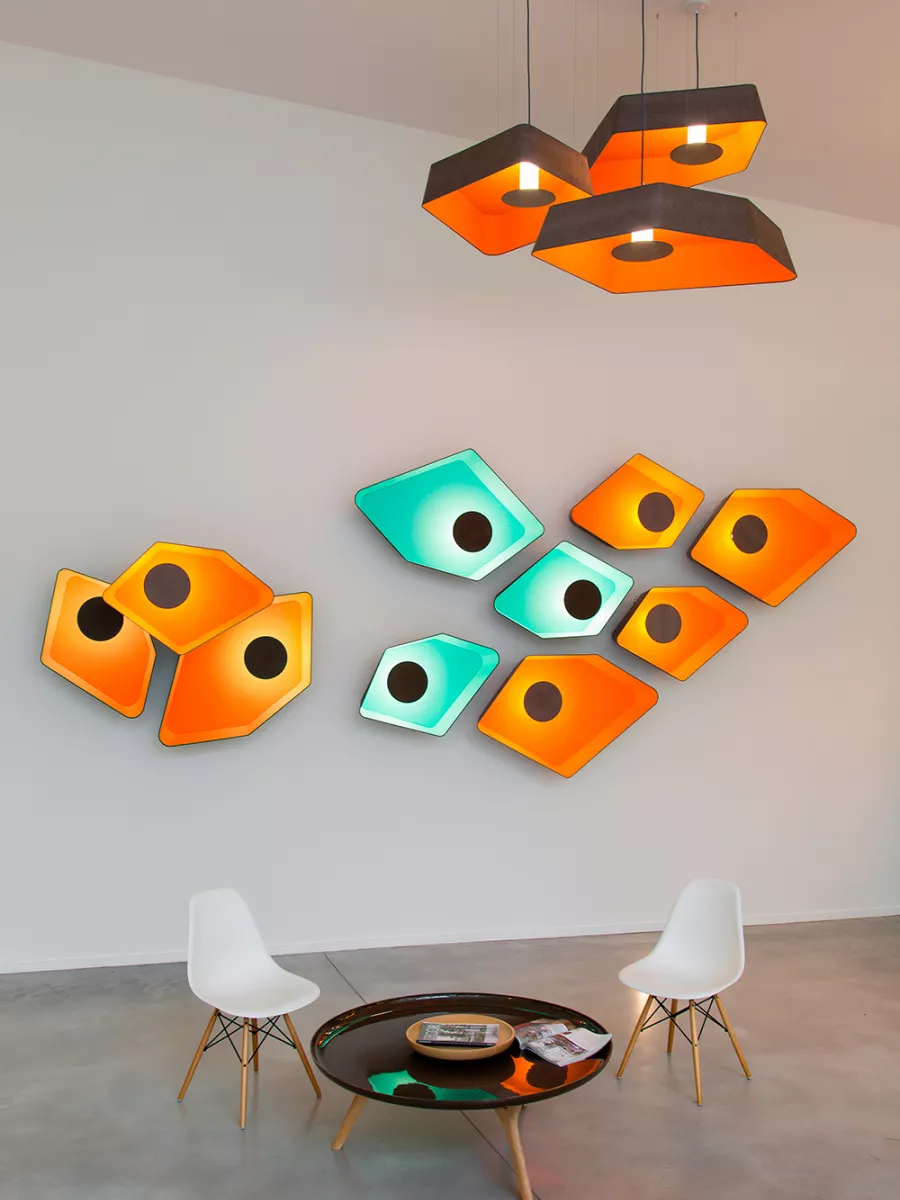 Applique Trio Grand Nénuphar LED - Orange / Turquoise - Designheure