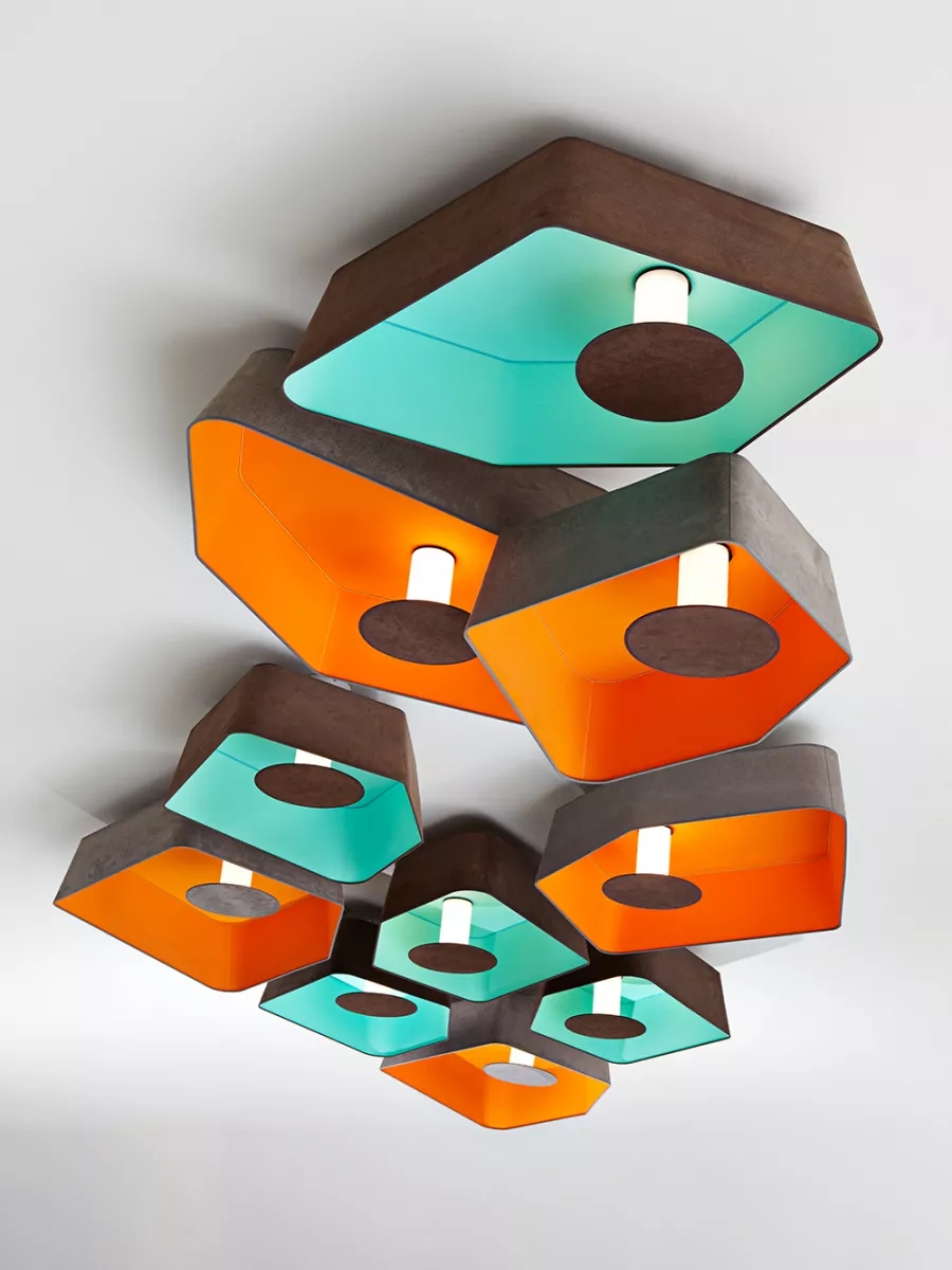 Ceiling lamp Trio Grand Nenuphar LED - Turquoise / Orange - Designheure