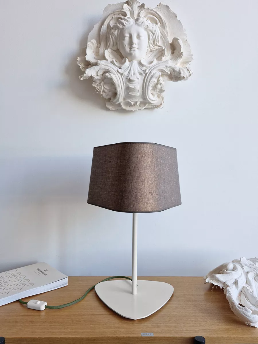 Lampe Moyen Nuage - Cuivre rose bordure verte - Designheure