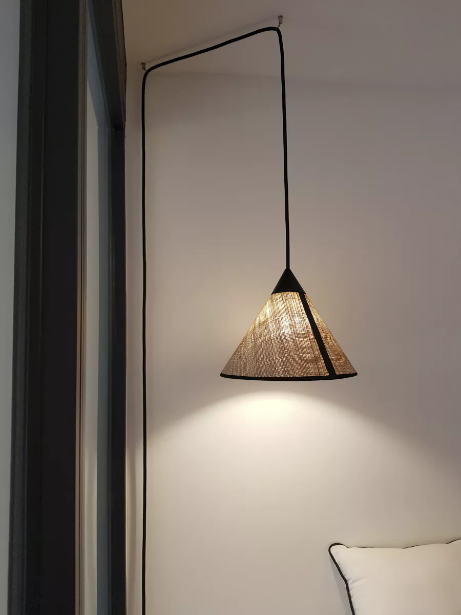 Nomadic Pendant Light Petit Paris — Hanoï - Raffia / Patterned Fabric - Designheure