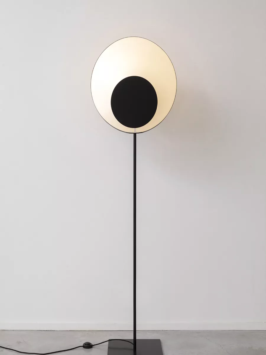 Floor lamp Large Reef - White and Beige satin - Designheure