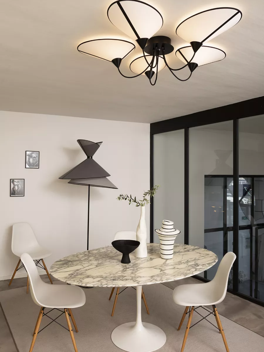 Ceiling lamp 5 Moyen Shield - White gold border - Designheure