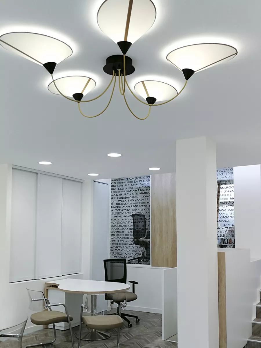 Ceiling lamp 5 Grand Shield - White gold border - Designheure