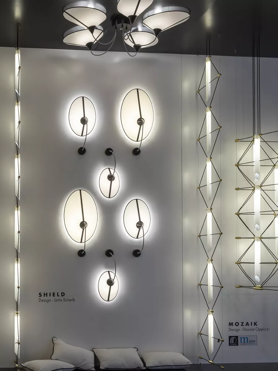 Ceiling lamp 5 Petit Shield - White gold border - Designheure