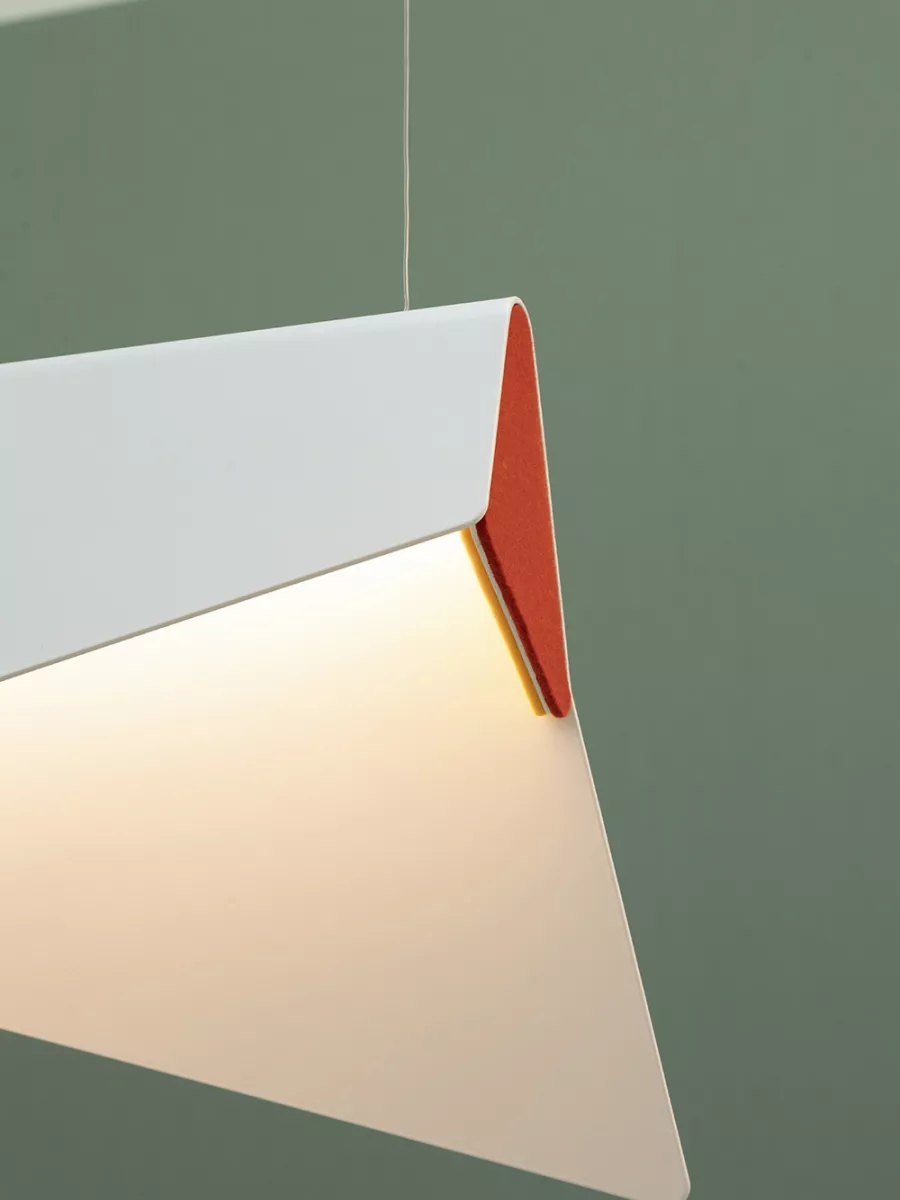 Suspension Grande Mobula - Blanc - Feutrine Orange/Jaune - Designheure